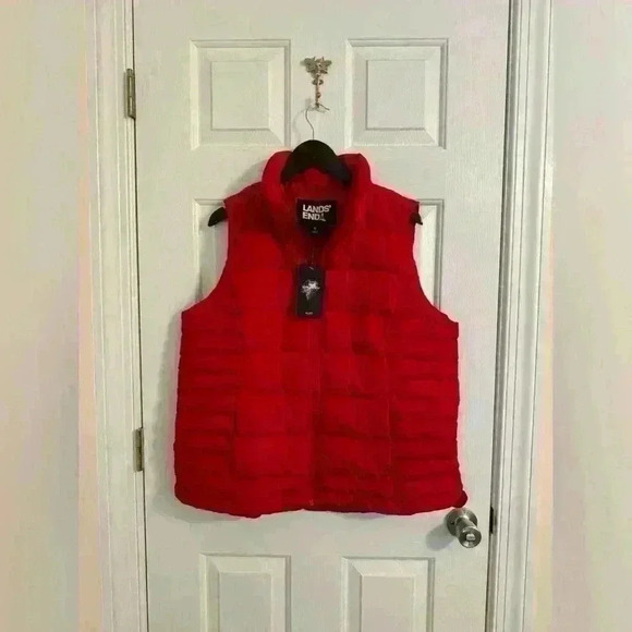 Land's End vest extra large size 18 red puffer NWT - Picture 1 of 5